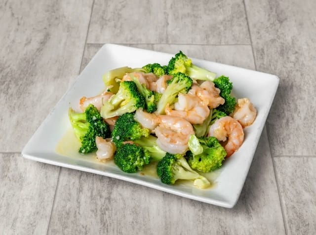Shrimp with broccoli (dinner) / 芥兰虾仁(晚).