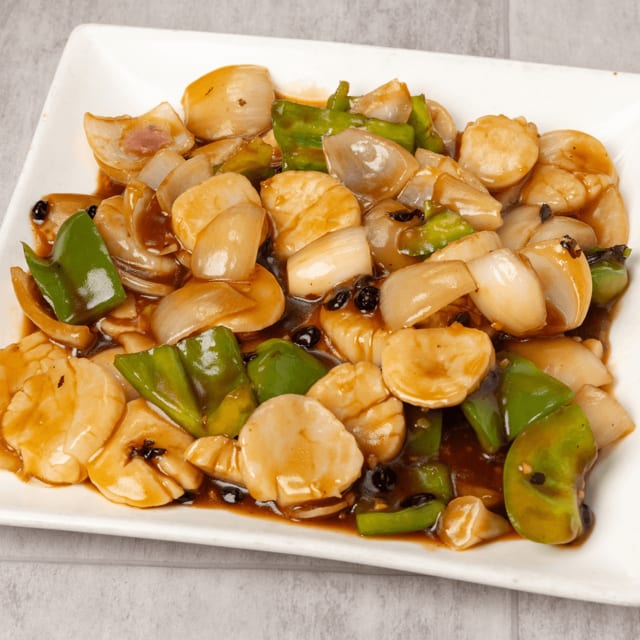 Scallops with black bean sauce / 豆豉干贝.