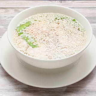 Three flavors sizzling rice soup / 三鲜锅巴汤