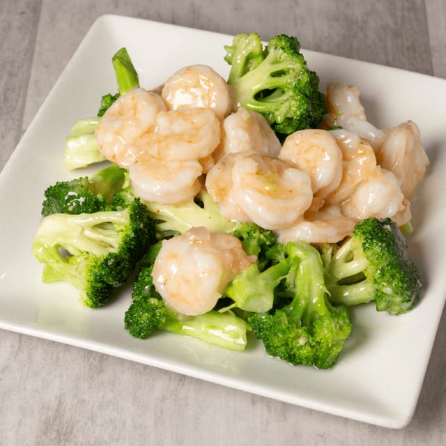 Shrimp with broccoli / 芥兰虾.