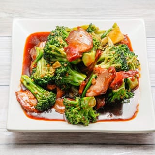Sliced BBQ pork with broccoli (dinner) / 芥兰叉烧（晚）