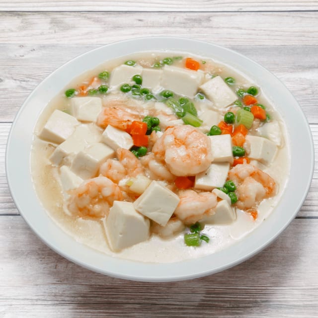 Shrimp with bean curd / 虾仁豆腐.